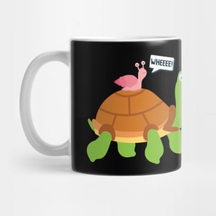Wheee! Snail Riding on Turtle Adorable Animal Mug